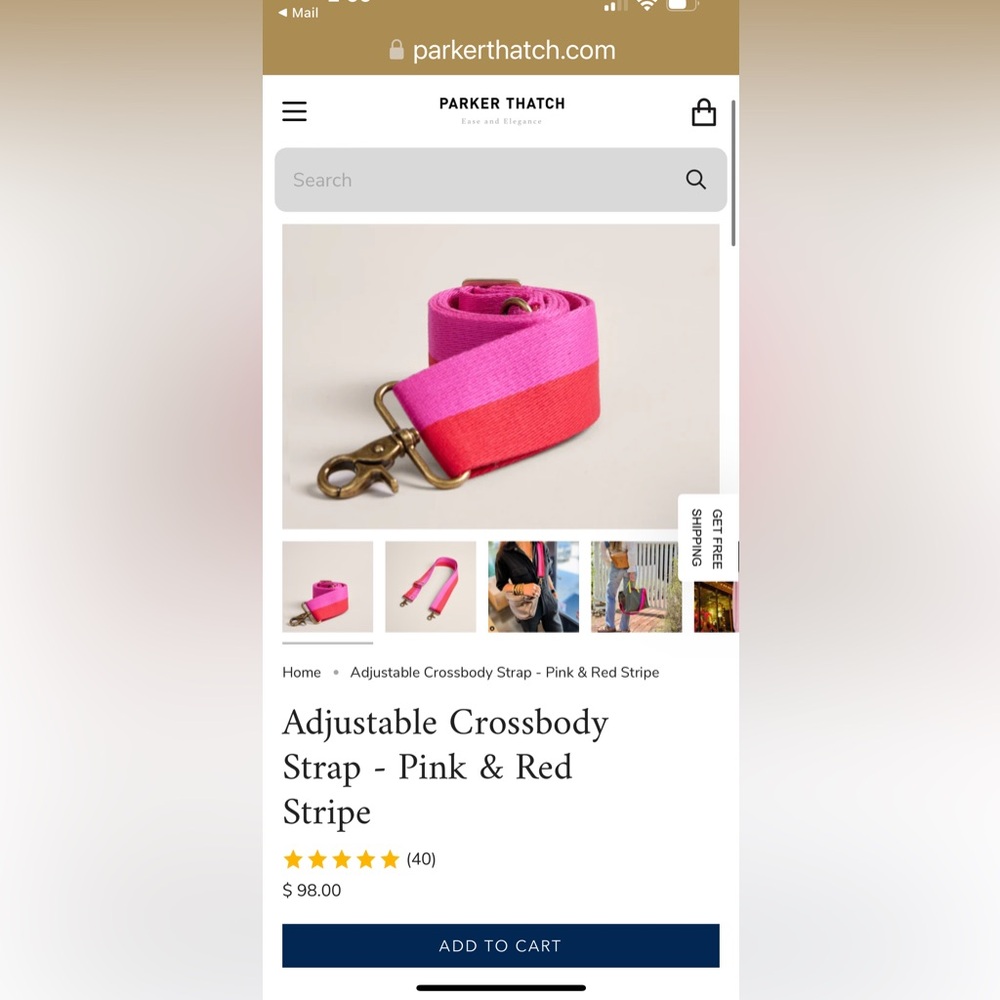 Parker Thatch adjustable strap pink red.